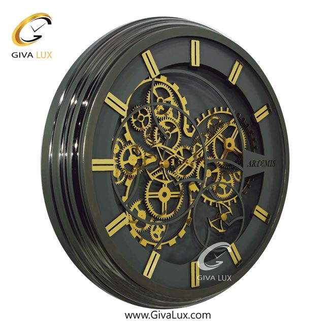 ساعت دیواری اورجینال آرتمیس آلیاژ فلزی تیتانیوم| کد رفرنس 90041، مدل: 2043Titanium Gold